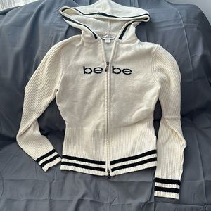 bebe Cream and Black Hooded Sweater